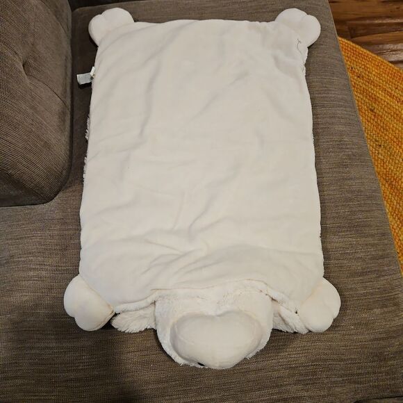 Lamby Cream Color with Mint Green Satin Bow Baby Mat Like New - Picture 10 of 12